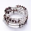 Five Loops Wrap Smoky Quartz Beads Bracelets BJEW-JB02589-04-1