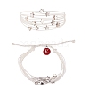 Multi String Cord Bracelet with Initial Letter K Charm BJEW-SW00042-06-1