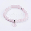 Natural Rose Quartz Stretch Bracelets BJEW-F308-34D-1