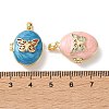 Brass Enamel Photo Locket Pendants KK-K305-20G-4