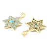 Brass Micro Pave Sky Blue Cubic Zirconia Pendants CU-CBA6938-04G-02-2