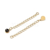 Ion Plating(IP) 316 Surgical Stainless Steel Curb Chain Extender with Natural  Tiger Eye Round Charm STAS-A097-01G-01-2