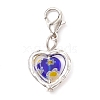 Heart Millefiori Glass & Alloy Pendant Decorations HJEW-JM02836-4