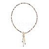Natural Multicolor Tourmaline Faceted Cube Beaded Brass Micro Pave Clear Cubic Zirconia Butterfly Pendant OT Lariat Necklaces for Women NJEW-JN05807-4