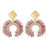 304 Stainless Steel Glass Dangle Stud Earrings EJEW-M095-12G-02-2