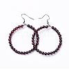 Natural Garnet Dangle Earrings X-EJEW-K077-A12-2