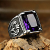 316L Stainless Steel & Cubic Zirconia Men's Vintage Carved Finger Rings FS-WG82D33-10-1