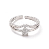 Clear Cubic Zirconia Star Open Cuff Ring RJEW-H127-03P-2