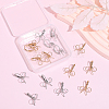 10 Piars 2 Colors Bowknot Brass Laverback Earrings for Women EJEW-SC0001-92-6