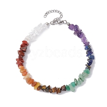 Chakra Natural Gemstone Chips Beaded Anklets for Women AJEW-AN00556