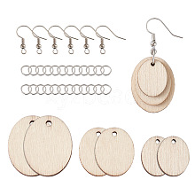 Yilisi DIY Unfinished Wooden Pendant Earring Making Kits DIY-YS0001-17
