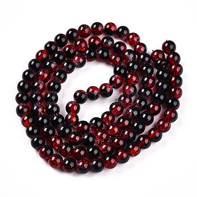 Transparent Crackle Glass Bead Strands GLAA-T025-8mm-02G-1