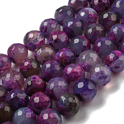 Faceted Natural Fire Crackle Agate Beads Strands G-F447-12mm-N01-1