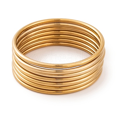 7Pcs PVD Vacuum Plating 304 Stainless Steel Bangles Set for Women BJEW-A011-09D-G-1