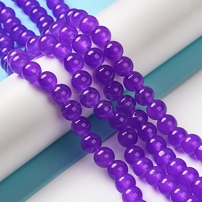 Baking Paint Imitation Jade Glass Round Bead Strands DGLA-Q021-8mm-27-1