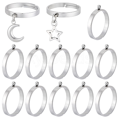 24Pcs 304 Stainless Steel Finger Ring Settings STAS-BBC0010-09A-1