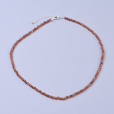 Natural Garnet Beaded Necklaces NJEW-K114-A-A03-1