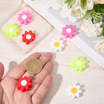 8Pcs 4 Colors Flower Silicone Tennis Racquet Dampener AJEW-CN0005-02-1
