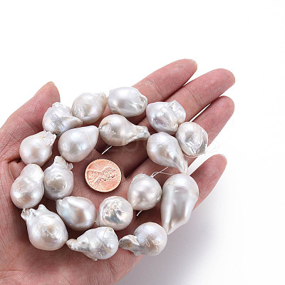 Natural Baroque Pearl Keshi Pearl Beads Strands PEAR-S019-04C-1