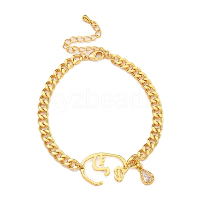 Brass Micro Pave Cubic Zirconia Bracelets for Women BJEW-U008-02G-1