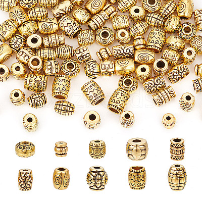 100Pcs 10 Styles Tibetan Style Alloy Beads FIND-HY0003-50-1