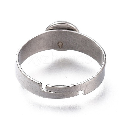 Non-Tarnish Adjustable 304 Stainless Steel Finger Rings Components X-STAS-F149-18P-F-1