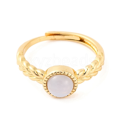 Round Natural Blue Lace Agate Adjustable Rings RJEW-Q817-03G-03-1