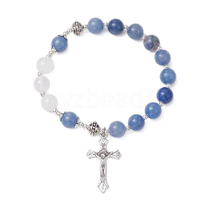 Natural Blue Aventurine Beaded Bracelets BJEW-TA00564-02-1
