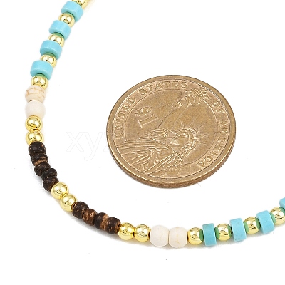 Synthetic Turquoise & Coconut Heishi Beaded Necklaces for Women NJEW-JN05460-02-1
