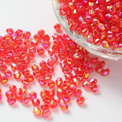 Bicone AB Color Plated Eco-Friendly Transparent Acrylic Beads TACR-A003-4mm-06-1