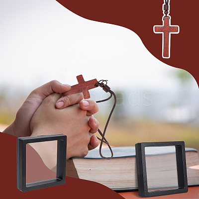 Wooden Cross Pendant Necklace with Polyester Cords NJEW-NB0001-17-1
