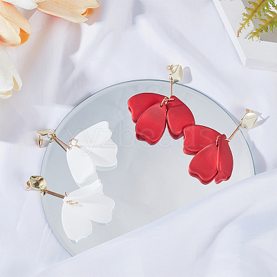 2 Pairs 2 Colors Acrylic Flower Petal Dangle Stud Earrings EJEW-AN0001-32-1