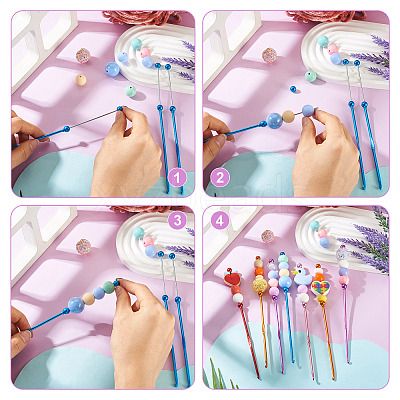 4Pcs DIY Alloy Beadable Crochet Hooks AJEW-TA0003-50E-1