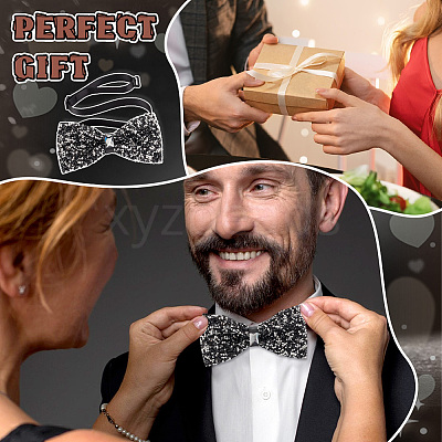 Adjustable Resin Rhinestone Polyester Bow Ties for Men AJEW-WH0472-01B-1
