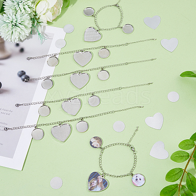 DIY Blank Heart Brass & Alloy Charm Bracelets Making Kit BJEW-DC00002-1