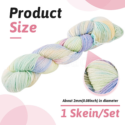 1 Skein 80% Wool 20% Acrylic Fiber Rainbow Segment Dyed Yarn OCOR-TA0003-02D-1
