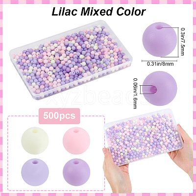 500Pcs Rubberized Style Imitated Silicone Acrylic Beads OACR-SP0001-33B-1
