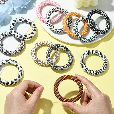 12Pcs 12 Styles Animal Print Silicone Beads SIL-CJ0001-33-1