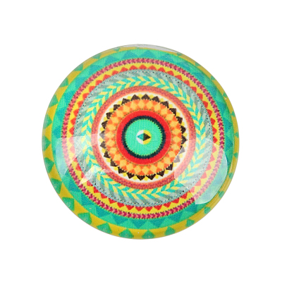 Mosaic Printed Glass Half Round/Dome Cabochons GGLA-N004-14mm-G-1