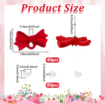 40Pcs Alloy Bowknot Stud Earring Findings EJEW-ME0001-23B-1