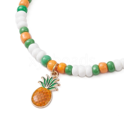 9Pcs Fruit Theme Alloy Enamel Charm Bracelets BJEW-MZ00206-05-1
