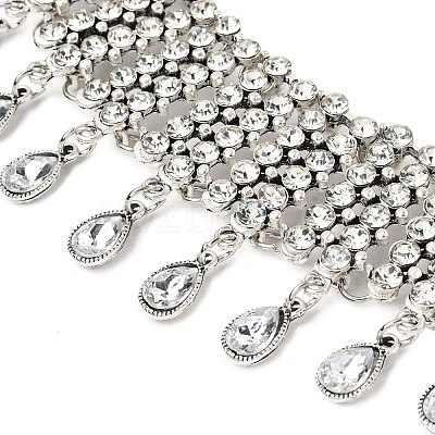 Alloy Full Crystal Rhinestone Teardrop Tassel Choker Necklaces for Women FS-WGE797D-02-1