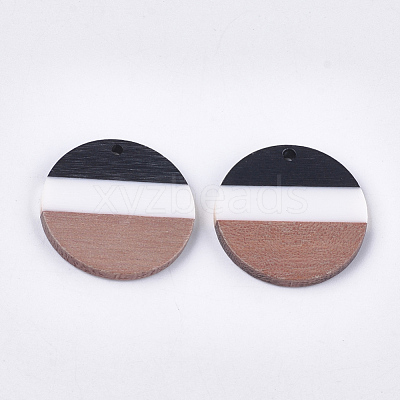 Tri-color Resin & Walnut Wood Pendants RESI-S358-78D-1