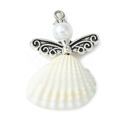 Spiral Shell Angel Pendants PALLOY-JF02507-01-1