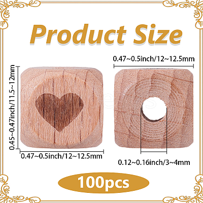 100Pcs Engraved Beech Wood Beads WOOD-PA0001-86B-1