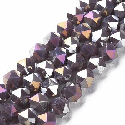 Electroplate Opaque Glass Beads Strands X-EGLA-T019-05D-1