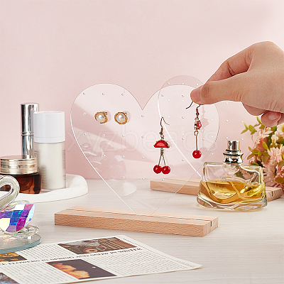 Transparent Heart Acrylic Earring Display Stands EDIS-WH0016-030-1