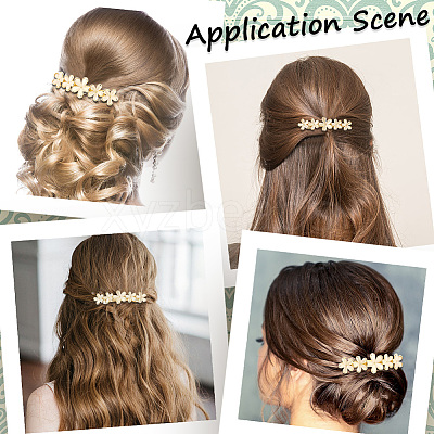 3Pcs Flower Alloy Cat Eye Hair Barrettes PHAR-BBC0001-01-1