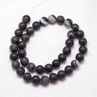 Natural Black Agate Bead Strands G-K166-12-6mm-03-1