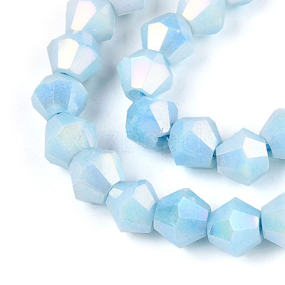 Anti-Tarnish Electroplate Bicone Glass Beads Strands EGLA-T021-6mm-16-08-1